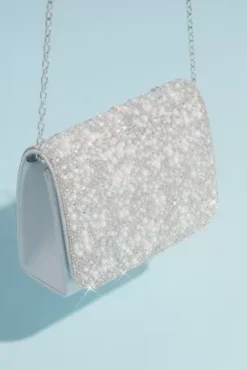 Iridescent Crystal Embellished Crossbody Clutch