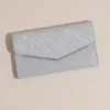 Glitter Envelope Clutch With Metal Edge