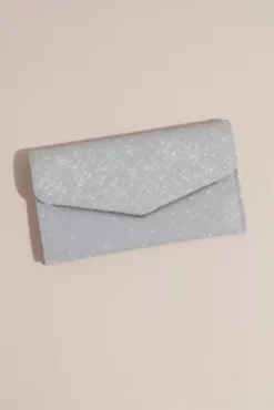 Glitter Envelope Clutch With Metal Edge