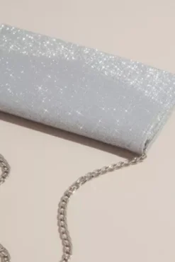 Glitter Envelope Clutch With Metal Edge -Blissful Brides Shop HBSTEVIE MSILVER HB PROD1 03
