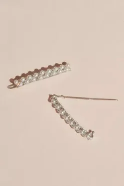 Stacked Pearl And Crystal Barrettes