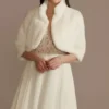 Faux Fur Open-Front Collared Jacket -Blissful Brides Shop HQ06W42 MIVORY BR OTWR PROD4 008