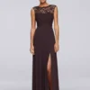 Lace Bridesmaid Dress With Long Mesh Skirt -Blissful Brides Shop Image 4XLF19328 10713019 Truffle