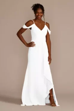 Cascading Off-the-Shoulder Bridesmaid Dress