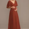Flutter Sleeve Mesh Maternity Bridesmaid Dress -Blissful Brides Shop Image 4XLF20167 11264597 Cinnamon