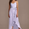 Spaghetti Strap Crepe Ruffle Bridesmaid Dress -Blissful Brides Shop Image 4XLF20208 11336219 Iris