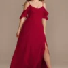 Cold-Shoulder Long Chiffon Bridesmaid Dress -Blissful Brides Shop Image 4XLF20365 11478547 Apple