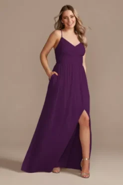 Long Mesh Bridesmaid Dress With Lace-Up Back