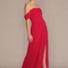 Chiffon Cowl Off-the Shoulder Bridesmaid Dress 1 Chiffon Cowl Off-the Shoulder Bridesmaid Dress -Blissful Brides Shop Image 4XLF20538 11525568 Scarlet