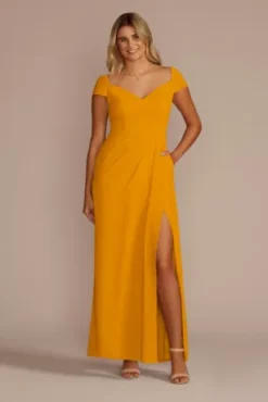 Chiffon Cap Sleeve Tie Back Bridesmaid Dress