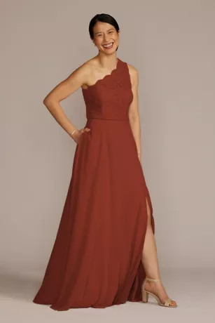 Stretch Lace Chiffon One-Shoulder Bridesmaid Dress 3 Stretch Lace Chiffon One-Shoulder Bridesmaid Dress