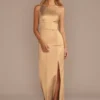 Stretch Satin One-Shoulder Sheath Bridesmaid Dress 2 Stretch Satin One-Shoulder Sheath Bridesmaid Dress -Blissful Brides Shop Image 4XLF20639 11634087 0 Golden