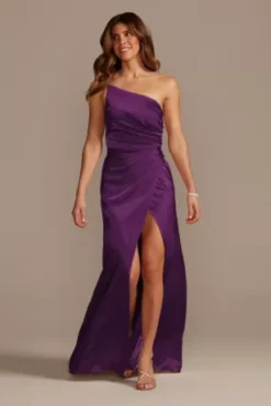 Charmeuse Draped One-Shoulder Bridesmaid Dress