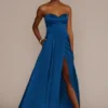 Charmeuse Strapless A-Line Bridesmaid Dress -Blissful Brides Shop Image 4XLGS290109 11584807 Sapphire