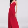 Double-Strap Georgette Bridesmaid Wrap Dress -Blissful Brides Shop Image F19755 10987742 Scarlet