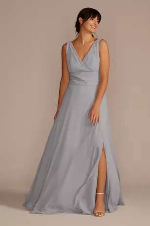 Long Chiffon Surplice Tank Bridesmaid Dress 3 Long Chiffon Surplice Tank Bridesmaid Dress