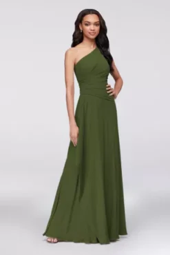 One-Shoulder Georgette Cascade Bridesmaid Dress