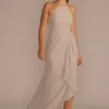 High-Neck Chiffon Bridesmaid Dress With Cascade -Blissful Brides Shop Image F20014 11118722 Biscotti