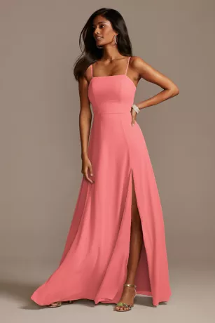 Spaghetti Strap Chiffon Bridesmaid Dress With Slit 3 Spaghetti Strap Chiffon Bridesmaid Dress With Slit