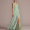 Chiffon One-Shoulder Cutout Bridesmaid Dress -Blissful Brides Shop Image F20458 11549008 DustySage