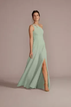 Chiffon One-Shoulder Cutout Bridesmaid Dress