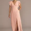 Flutter Sleeve Chiffon V-Neck Bridesmaid Dress -Blissful Brides Shop Image F20506 11527773 Petal