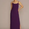 Ruched Jersey Spaghetti Strap Bridesmaid Dress -Blissful Brides Shop Image F20567 11572002 Plum