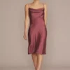 Midi Charmeuse Bridesmaid Slip Dress -Blissful Brides Shop Image F20609 11581410 Chianti
