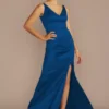 Stretch Satin V-Neck Tank Sheath Bridesmaid Dress -Blissful Brides Shop Image F20674 11637603 0 Sapphire