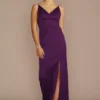 Stretch Satin Spaghetti Strap Bridesmaid Dress -Blissful Brides Shop Image F20675 11637812 0 Plum
