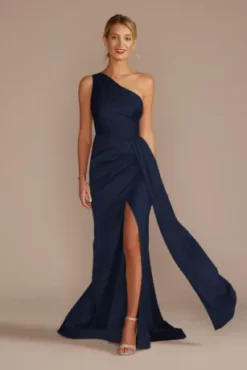 One-Shoulder Stretch Satin Bridesmaid Dress