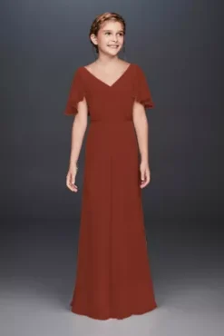 Flutter Crinkle Chiffon Junior Bridesmaid Dress