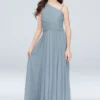 One Shoulder Mesh Junior Bridesmaid Dress -Blissful Brides Shop Image JB9892 11186288 DustyBlue