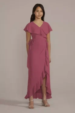 Chiffon High-Low Ruffle Junior Bridesmaid Dress