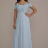 Stretch Lace Chiffon Junior Bridesmaid Dress -Blissful Brides Shop Image JB9951 11588032 DustyBlue