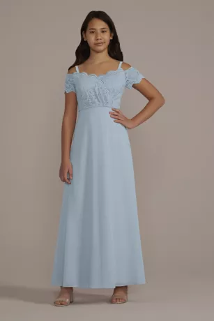 Stretch Lace Chiffon Junior Bridesmaid Dress 3 Stretch Lace Chiffon Junior Bridesmaid Dress