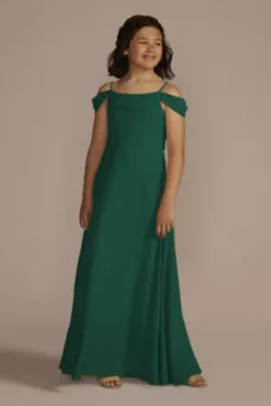 Chiffon Swag Sleeve Junior Bridesmaid Dress