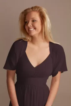 Chiffon Cropped Bolero Capelet With Flutter Sleeve