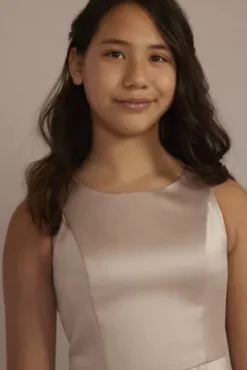 Sleeveless Satin A-Line Junior Bridesmaid Dress -Blissful Brides Shop JB9923 BISCOTTI JBM PROD4 085 detail