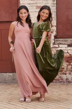 Chiffon Junior Bridesmaid Dress With Tie Back -Blissful Brides Shop JB9939 PDP Crop SEP8 1920x2880