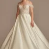 Off Shoulder Beaded Satin Wedding Dress -Blissful Brides Shop LBCWG890 IVORY OLEG PROD12 021
