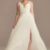Applique Illusion Chiffon Wedding Dress -Blissful Brides Shop LBSWG842 IVORY SIG PROD2 V2 29