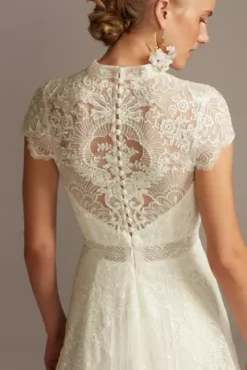 Embroidered Illusion Mock Neck Wedding Dress -Blissful Brides Shop MS251205 IVORY MS PROD9 159