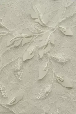3D Leaves Applique Lace Wedding Dress -Blissful Brides Shop MS251223 SOLIDIVORY MS SWATCH PROD2 001