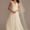 Cap Sleeve Dot Trim Point D'Esprit Wedding Dress -Blissful Brides Shop MS251230 IVYSTONE MS PROD3 040