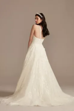 Tulle Lace V-Back Spaghetti Strap Wedding Dress -Blissful Brides Shop MS251248 IVYSTONE MS PROD3 236