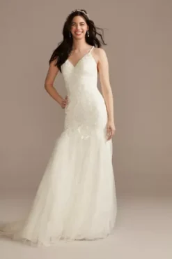 Beaded Spaghetti Strap Wedding Dress