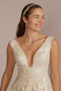 Organza A-Line Wedding Gown With Shirred Hem -Blissful Brides Shop MS251257 IVYCHAMP MS PROD1 083