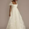 Embroidered Puff Sleeve Empire Waist Wedding Dress -Blissful Brides Shop MS251266 IVYSTONE MS PROD2 022
