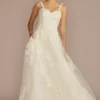 Layered Floral Applique A-Line Wedding Dress -Blissful Brides Shop MS251272 IVORY MS PROD4 065